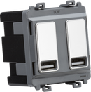 Knightsbridge MLA GDM016PC Dual USB charger module (2 x grid positions) 5V 2.4A (shared) - polished chrome