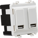Knightsbridge MLA GDM016U Dual USB charger module (2 x grid positions) 5V 2.4A (shared) - white