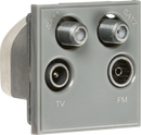 Knightsbridge MLA NETQDGY Quadplexed SAT1/SAT2/TV/FM DAB Outlet Module 50 x 50mm - Grey