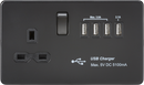 Knightsbridge MLA SFR7USB4MBB Screwless 13A switched socket with quad USB charger (5.1A) - Matt Black