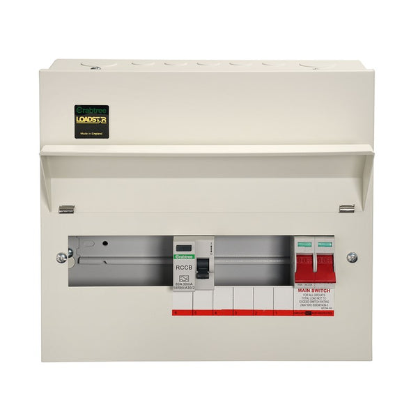Crabtree 18MRSL09 9 Way Split Load Consumer Unit 100A Main Switch, 80A 30mA RCD, Flexible Configuration