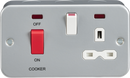 Knightsbridge MLA MR8333N Metal Clad 2G 45A DP Cooker Switch and 13A Switched Socket with Neons