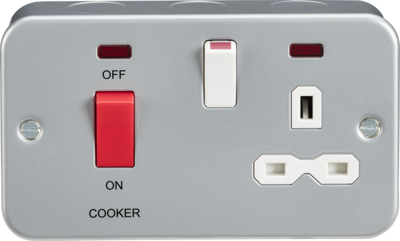 Knightsbridge MLA MR8333N Metal Clad 2G 45A DP Cooker Switch and 13A Switched Socket with Neons