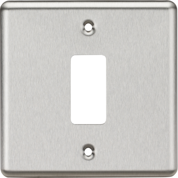 Knightsbridge MLA GDCL1BC 1G Grid Faceplate - Rounded Edge Brushed Chrome