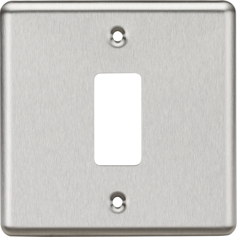 Knightsbridge MLA GDCL1BC 1G Grid Faceplate - Rounded Edge Brushed Chrome