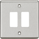 Knightsbridge MLA GDCL2BC 2G Grid Faceplate - Rounded Edge Brushed Chrome