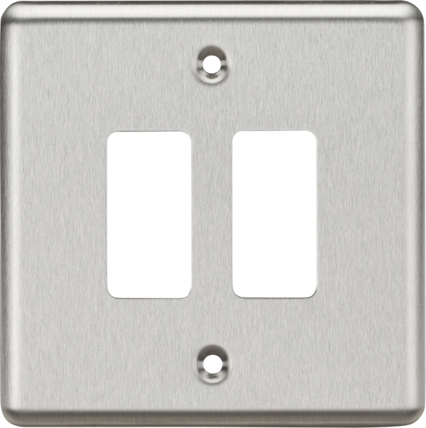 Knightsbridge MLA GDCL2BC 2G Grid Faceplate - Rounded Edge Brushed Chrome