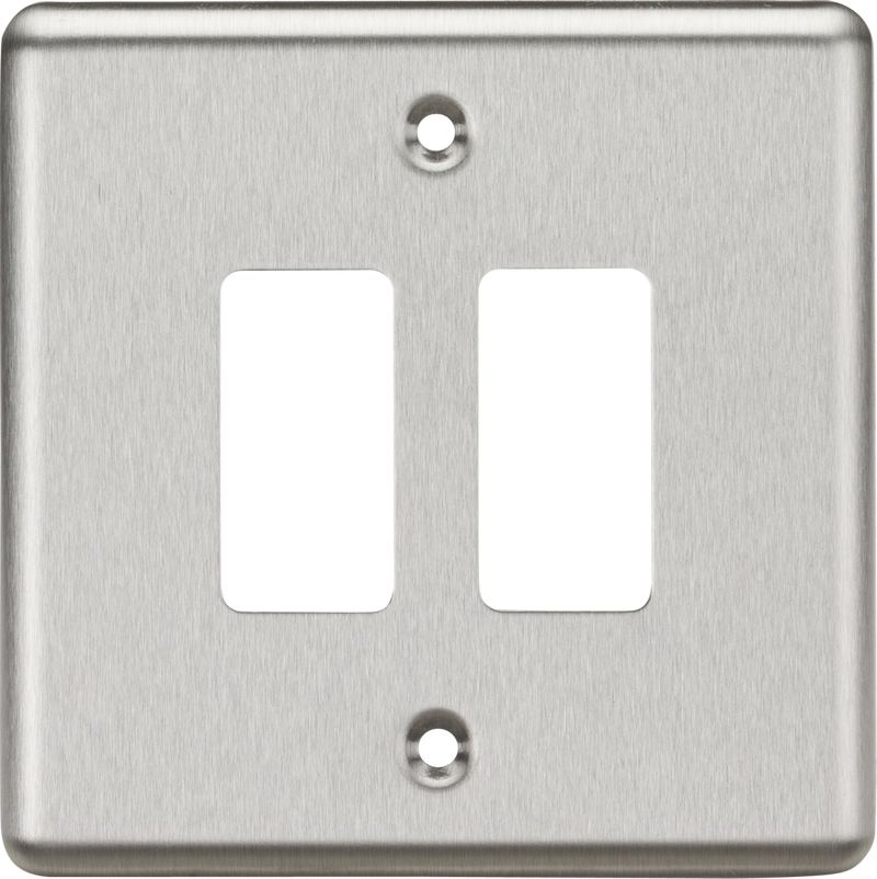 Knightsbridge MLA GDCL2BC 2G Grid Faceplate - Rounded Edge Brushed Chrome