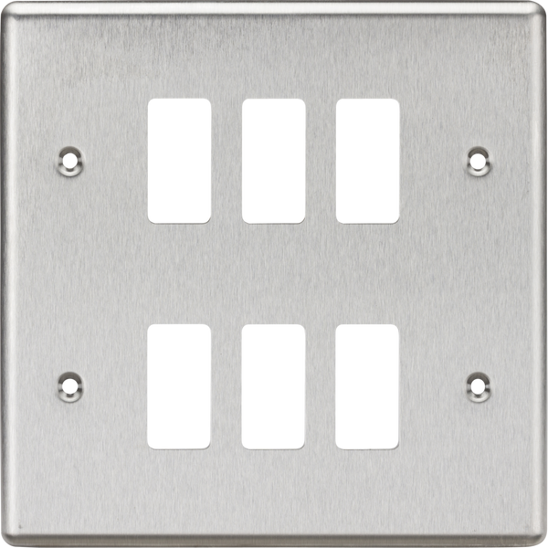 Knightsbridge MLA GDCL6BC 6G Grid Faceplate - Rounded Edge Brushed Chrome