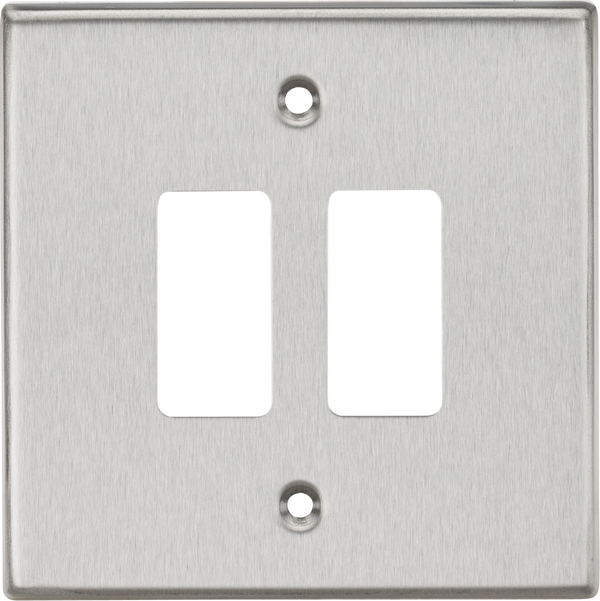 Knightsbridge MLA GDCS2BC 2G Grid Faceplate - Square Edge Brushed Chrome