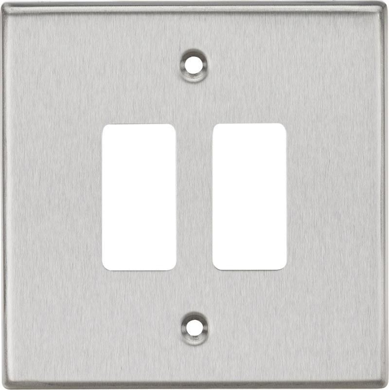 Knightsbridge MLA GDCS2BC 2G Grid Faceplate - Square Edge Brushed Chrome