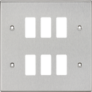 Knightsbridge MLA GDCS6BC 6G Grid Faceplate - Square Edge Brushed Chrome