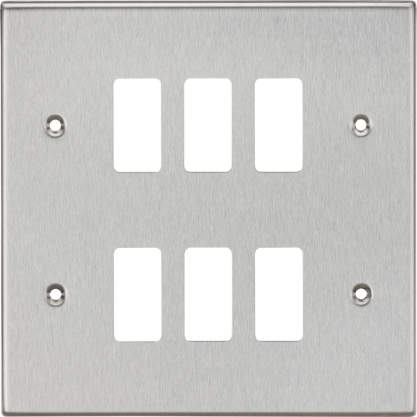 Knightsbridge MLA GDCS6BC 6G Grid Faceplate - Square Edge Brushed Chrome