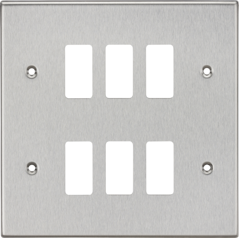 Knightsbridge MLA GDCS6BC 6G Grid Faceplate - Square Edge Brushed Chrome