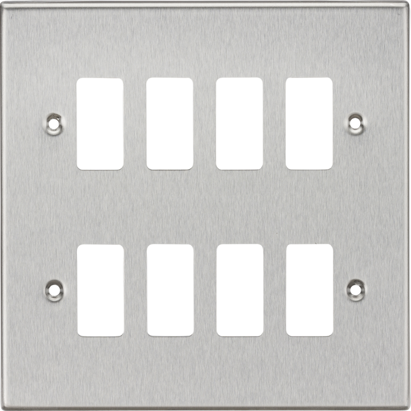 Knightsbridge MLA GDCS8BC 8G Grid Faceplate - Square Edge Brushed Chrome