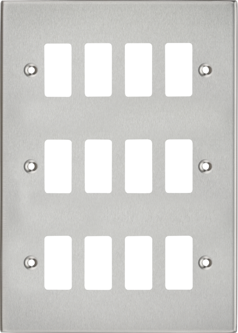 Knightsbridge MLA GDCS12BC 12G Grid Faceplate - Square Edge Brushed Chrome