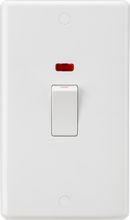 Knightsbridge MLA CU8332NW Curved Edge 45A 2G DP Switch with Neon (White Rocker)