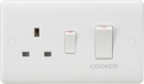 Knightsbridge MLA CU8333W Curved Edge 45A DP Cooker Switch and 13A Socket (White Rocker)