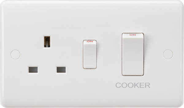 Knightsbridge MLA CU8333W Curved Edge 45A DP Cooker Switch and 13A Socket (White Rocker)