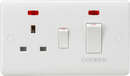 Knightsbridge MLA CU8333NW Curved Edge 45A DP Cooker Switch and 13A Socket with Neons (White Rocker)