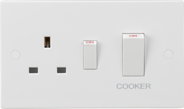 Knightsbridge MLA SN8333W 45A DP Cooker Switch and 13A Socket (White Rocker)