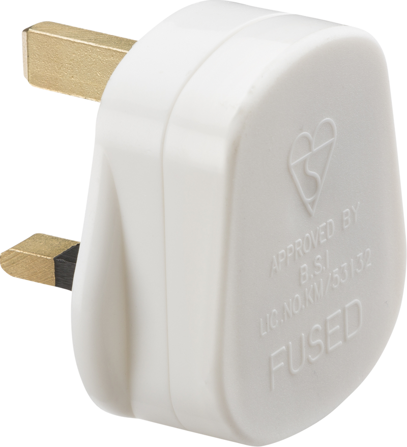 Knightsbridge MLA SN1382 13A Plug Top with 3A fuse - White (Screw Cord Grip)