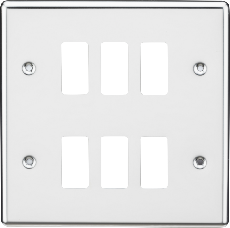 Knightsbridge MLA GDCL6PC 6G Grid Faceplate - Rounded Edge Polished Chrome