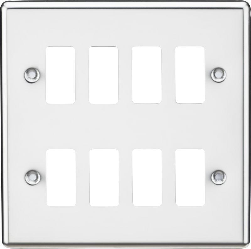 Knightsbridge MLA GDCL8PC 8G Grid Faceplate - Rounded Edge Polished Chrome