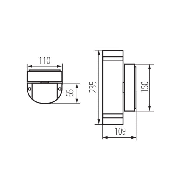 Kanlux ZEW Round Facade Luminaire EL-235U-B (22441)