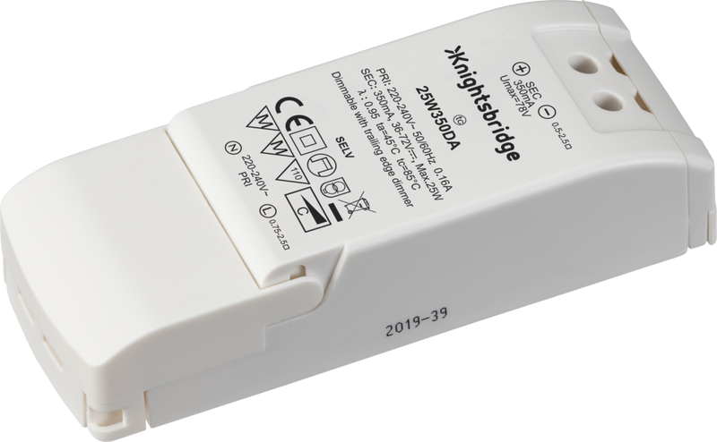 Knightsbridge MLA 25W350DA IP20 350mA 25W LED Dimmable Driver - Constant Current