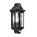 Saxby 1818PIR Traditional PIR IP44 15W half Wall Lantern - Satin Black