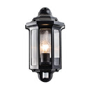 Saxby 1818PIR Traditional PIR IP44 15W half Wall Lantern - Satin Black