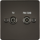 Knightsbridge MLA FP0160GM Flat Plate Screened Diplex Outlet (TV, FM DAB) - Gunmetal