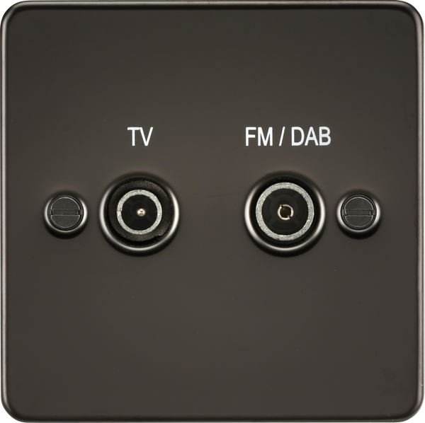 Knightsbridge MLA FP0160GM Flat Plate Screened Diplex Outlet (TV, FM DAB) - Gunmetal