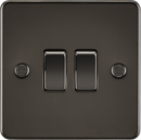 Knightsbridge MLA FP3000GM Flat Plate 10AX 2G 2-way switch - gunmetal