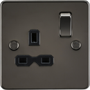Knightsbridge MLA FPR7000GM Flat plate 13A 1G DP switched socket - gunmetal with black insert