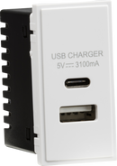 Knightsbridge MLA NETUSBCWH Dual USB Charger (3.1A) Module 25 x 50mm - White