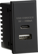 Knightsbridge MLA NETUSBCBK Dual USB Charger (3.1A) Module 25 x 50mm - Black