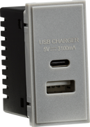 Knightsbridge MLA NETUSBCGY Dual USB Charger (3.1A) Module 25 x 50mm - Grey