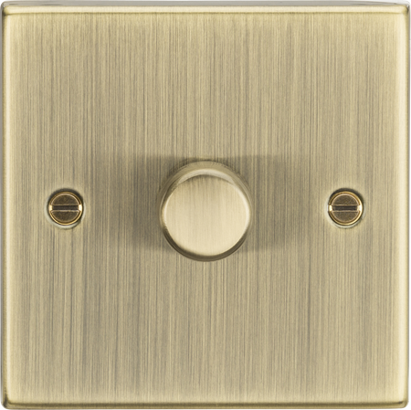 Knightsbridge MLA CS2191AB 1G 2-way 10-200W (5-150W LED) Intelligent Dimmer - Square Edge Antique Brass