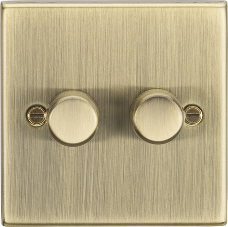 Knightsbridge MLA CS2192AB 2G 2-way Intelligent Dimmer - Square Edge Antique Brass (CS2182AB Alt)