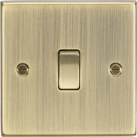 Knightsbridge MLA CS2AB 10AX 1G 2-Way Plate Switch - Square Edge Antique Brass