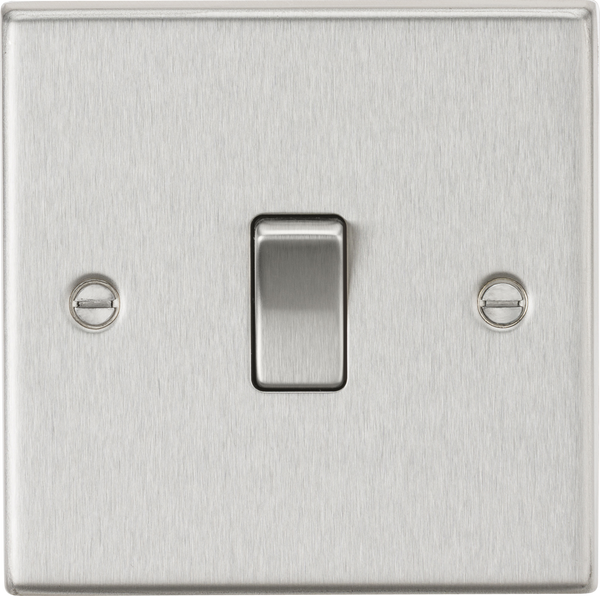 Knightsbridge MLA CS2BC 10AX 1G 2-Way Plate Switch - Square Edge Brushed Chrome