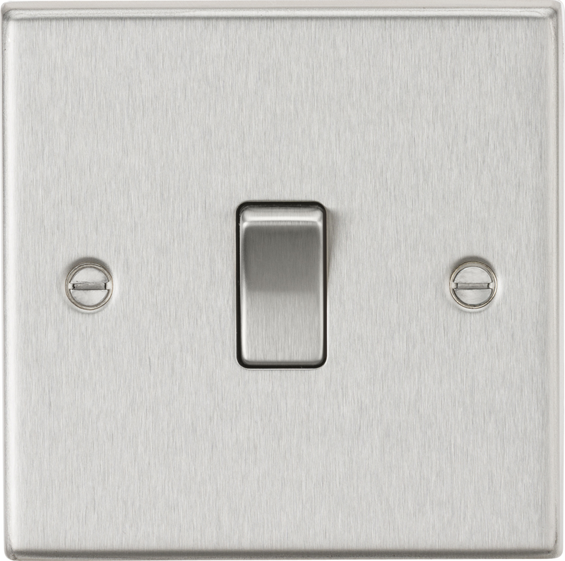 Knightsbridge MLA CS2BC 10AX 1G 2-Way Plate Switch - Square Edge Brushed Chrome