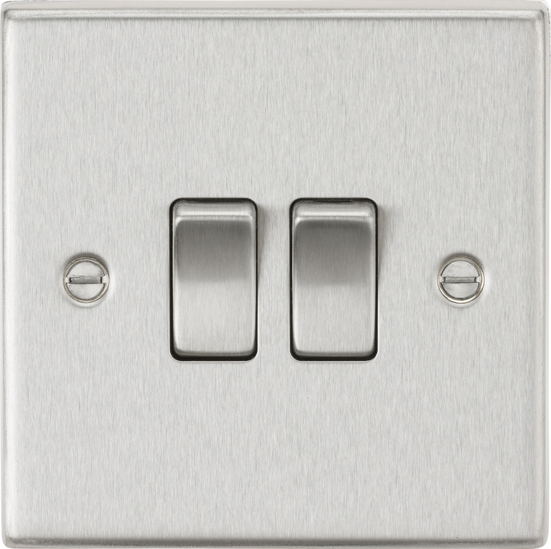 Knightsbridge MLA CS3BC 10AX 2G 2-Way Plate Switch - Square Edge Brushed Chrome