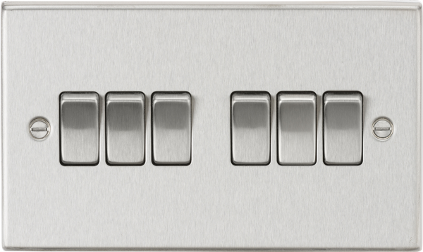 Knightsbridge MLA CS42BC 10AX 6G 2-Way Plate Switch - Square Edge Brushed Chrome