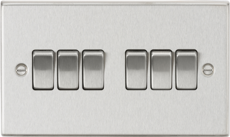 Knightsbridge MLA CS42BC 10AX 6G 2-Way Plate Switch - Square Edge Brushed Chrome