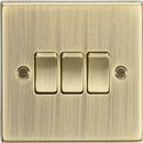 Knightsbridge MLA CS4AB 10AX 3G 2 Way Plate Switch - Square Edge Antique Brass