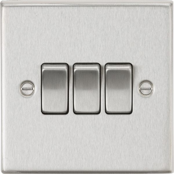 Knightsbridge MLA CS4BC 10AX 3G 2 Way Plate Switch - Square Edge Brushed Chrome