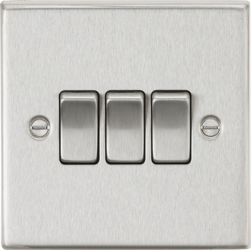 Knightsbridge MLA CS4BC 10AX 3G 2 Way Plate Switch - Square Edge Brushed Chrome